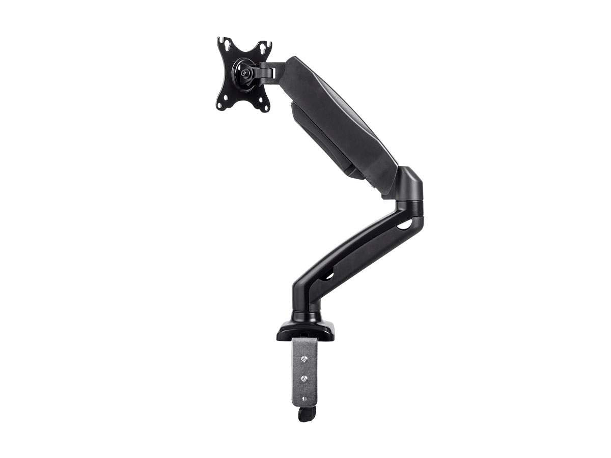 Monoprice Smooth Full Motion Single Monitor Adjustable Gas Spring Desk Mount - for Smaller Screens, Up to 27in Monitors, 14.3 LBS Display Weight