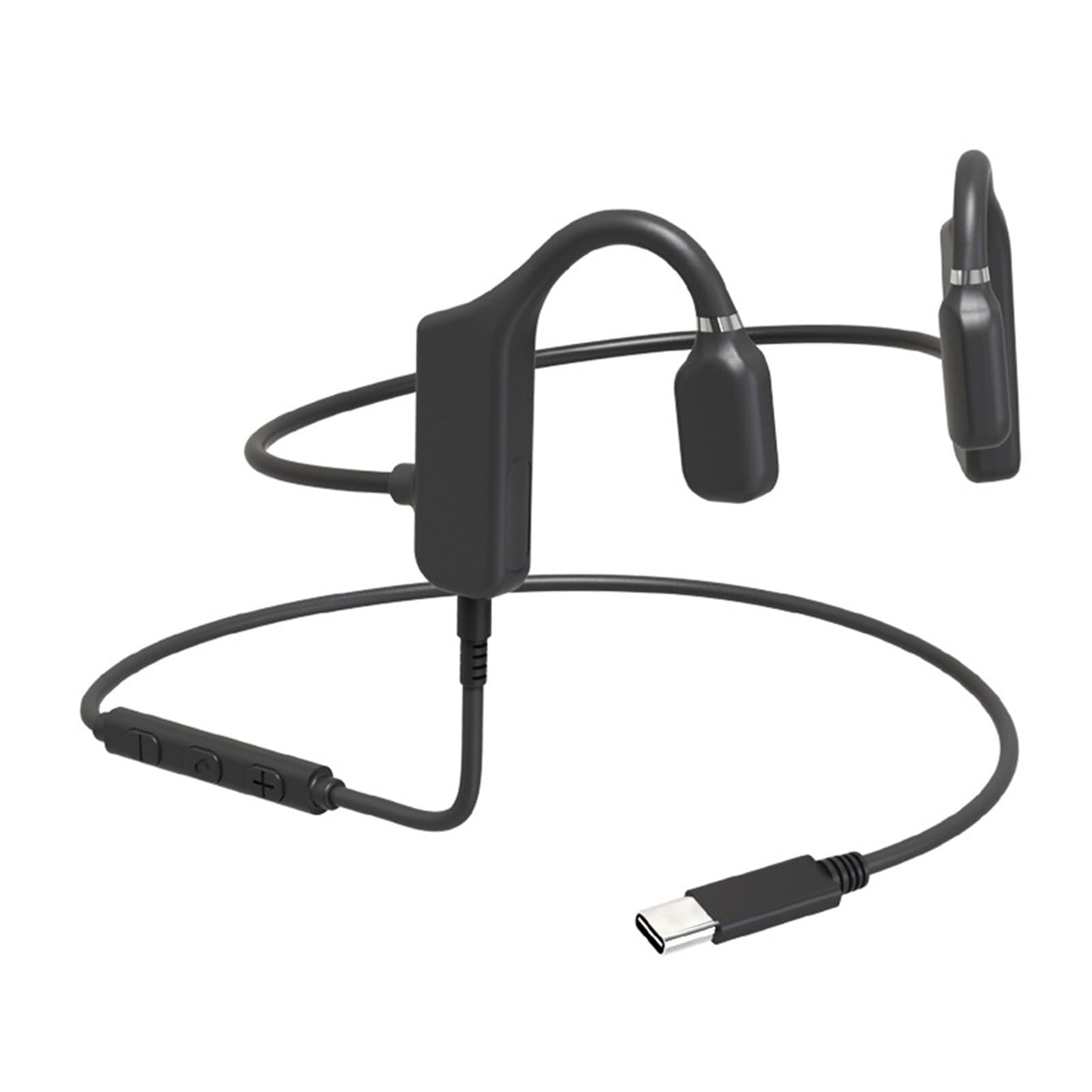 GZCRDZ Type C Wired Bone Conduction Earphones with Open Ear Microphone Compatible with Mobile Phones, Computers, and Tablets