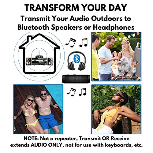 Long Range Bluetooth Transmitter or Receiver, Audio Only for TV PC Stereo, Connect Speaker, Headphones, Phone, aptX Low Latency Wireless Adapter