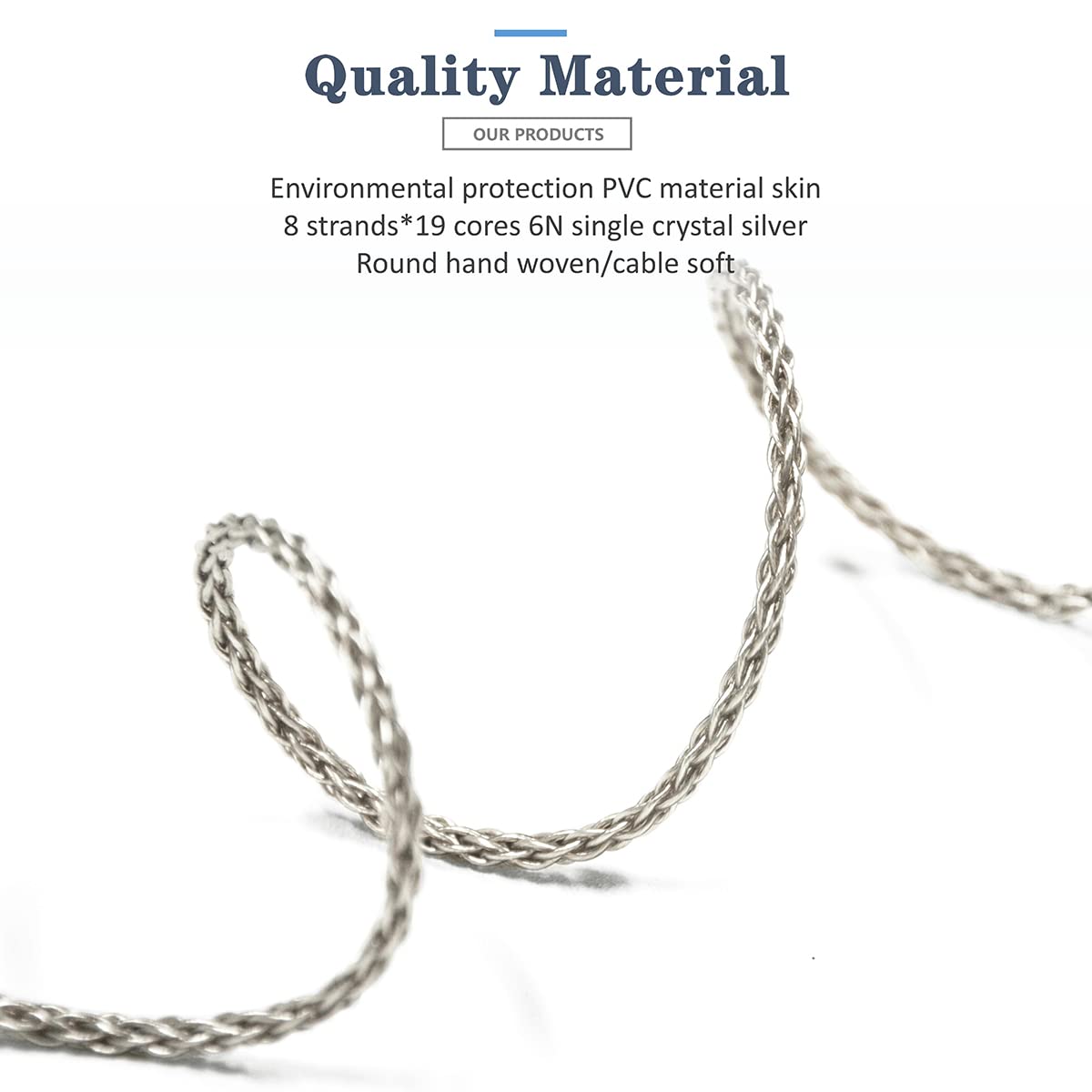 GUCraftsman 3.5mm Stereo Male to 4.4mm Balanced Female Portable Headphone Adapter Cable 6N Single Crystal Silver Headphone Jack Convert Cable