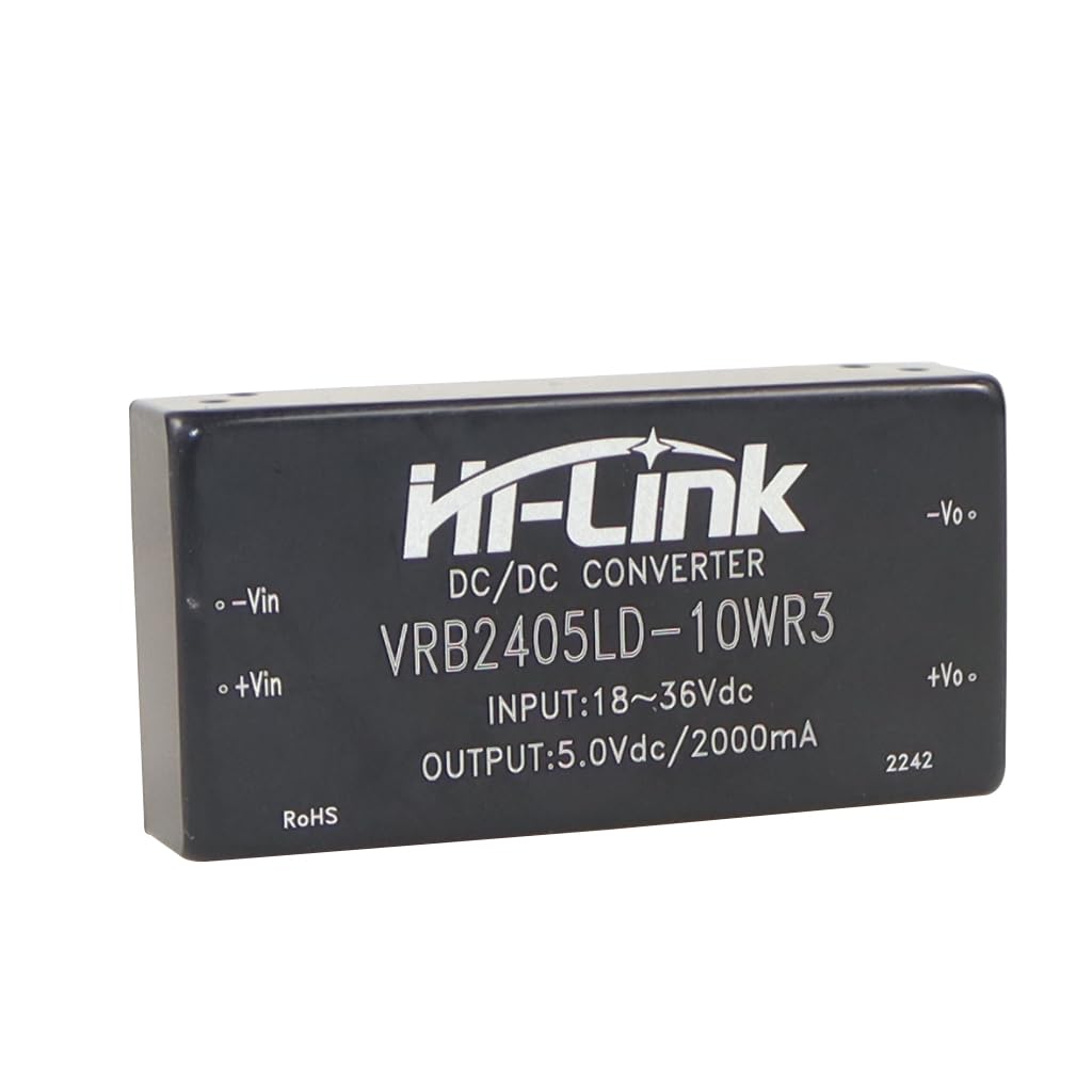 HI-Link 24V to 5V 10W 2000mA DC to DC Isolated Power Module 5v/12v/15v/24v DCDC Switching Power Module (10D2405B,1 Pcs)
