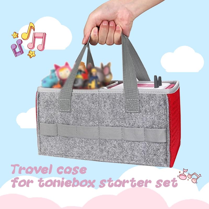 Hounyoln Carrying Case for Toniebox Audio Player Starter Set,Compatible with Tonie Starter Set,Tonies Figures Storage Bag(Red)