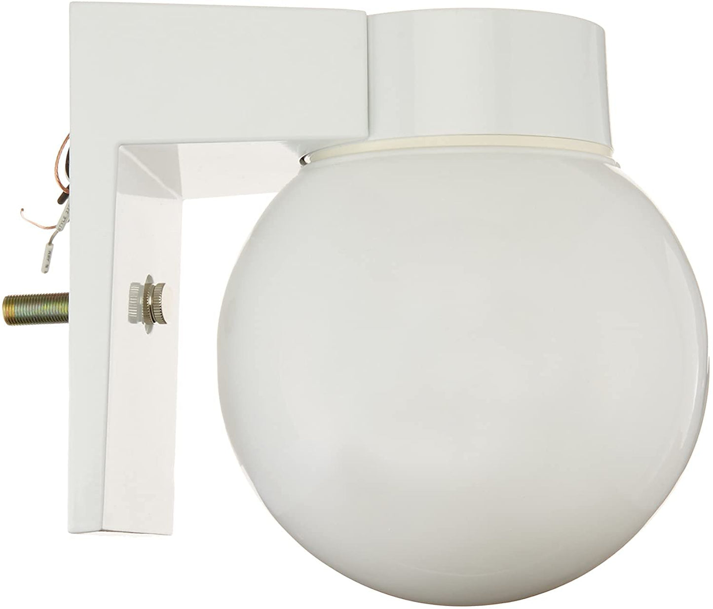 Nuvo Lighting SF77/531 Utility Fixture Die Cast Aluminum Durable Outdoor Wall Mount Porch and Patio Light with White Glass Globe, White