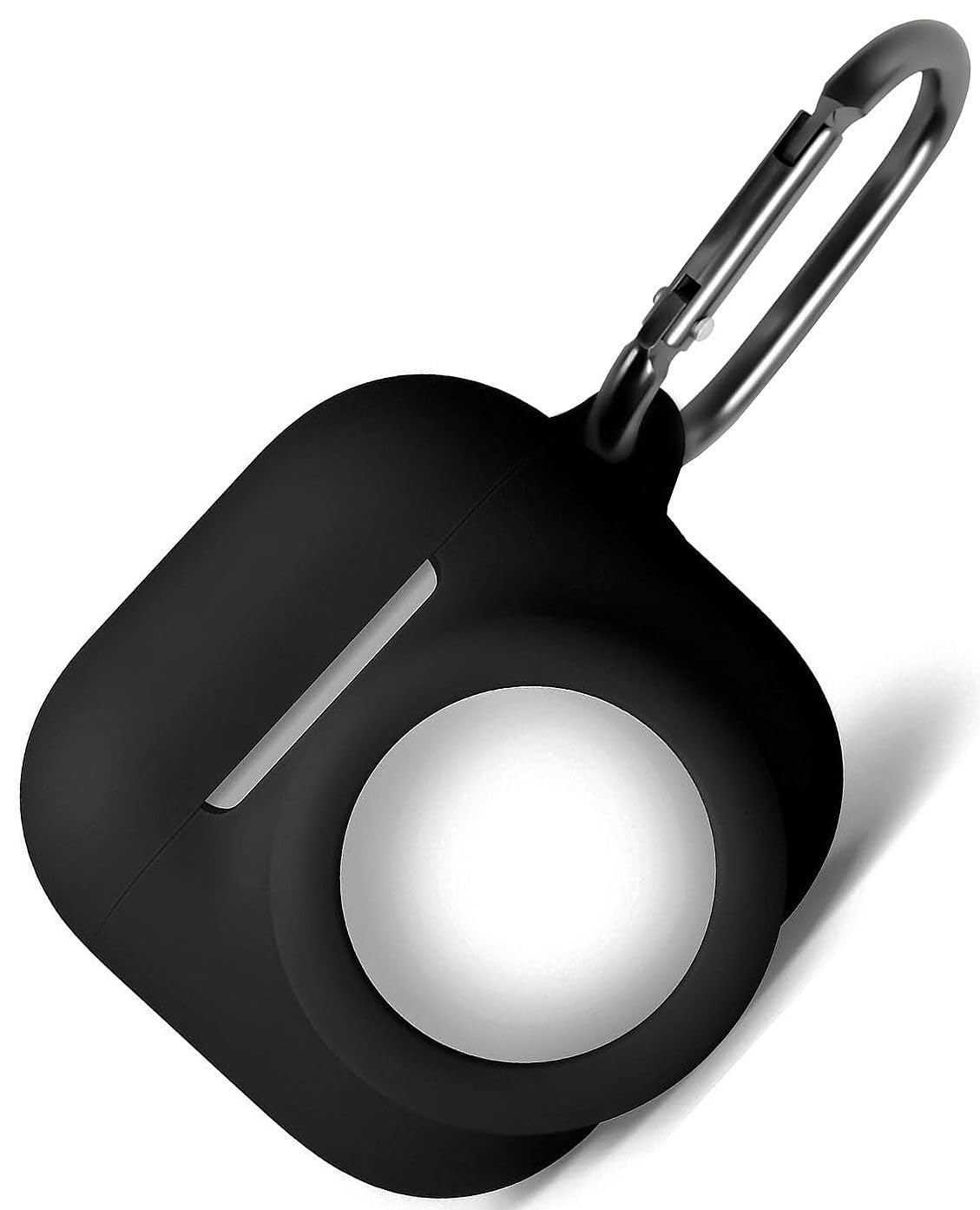 Geiomoo 2 in 1 Silicone Case for Air Pods 4, Protective Cover with Carabiner (Black)