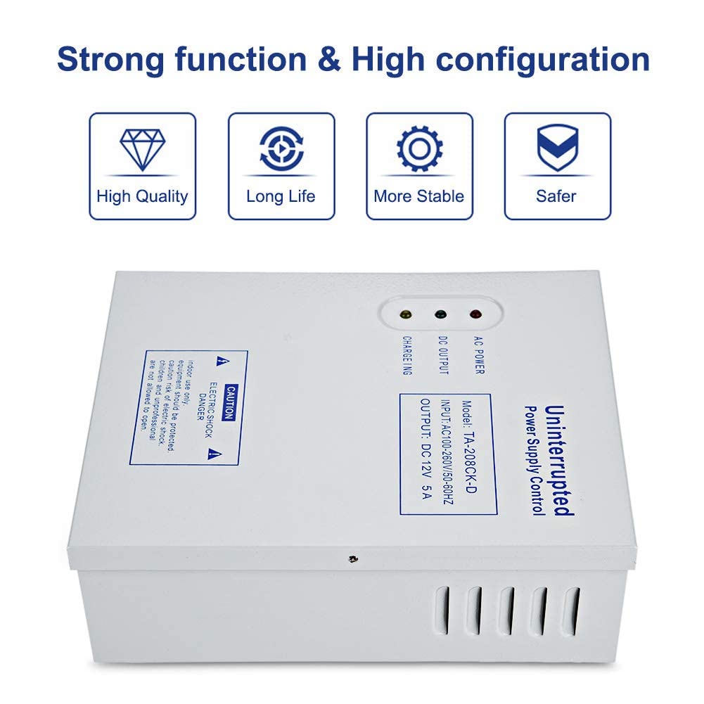 Power Supply Box, 110 to 240VAC to 12VDC Door Access Control System Switching Power Supply Box Security System UPS Variable Frequency Power Supply Box