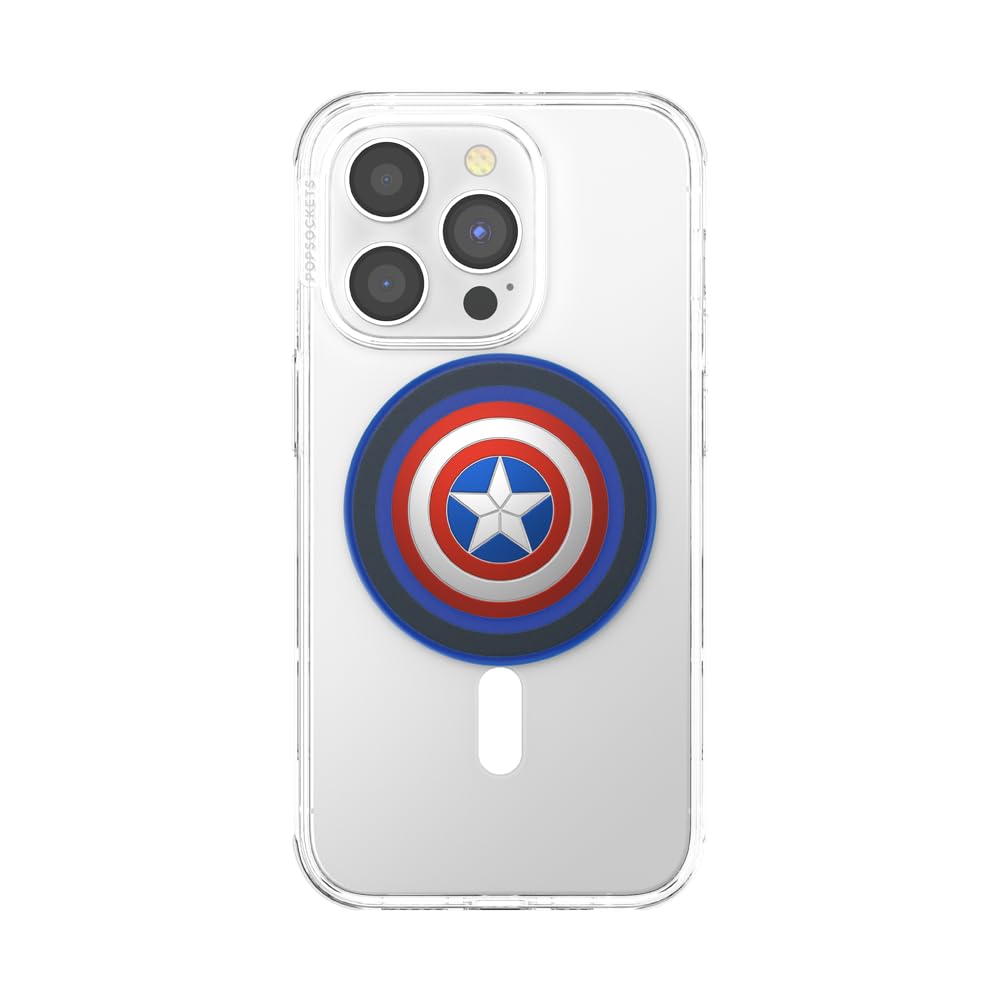 PopSockets Phone Grip for MagSafe, Magnetic Holder, Phone Stand, Marvel - Enamel Captain America