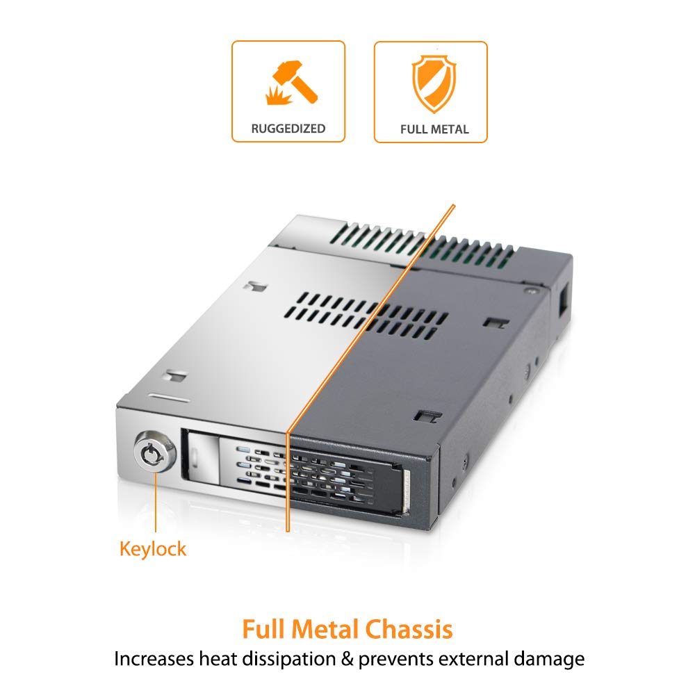 ICY DOCK 2.5” U.2 NVMe SSD PCIe 3.0/4.0 Mobile Rack for External 3.5” Drive Bay | ToughArmor MB601VK-1B