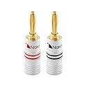 Nakamichi Excel Series 24k Gold Plated Banana Plugs 12 AWG - 18 AWG Gauge Size 4mm for Speakers Amplifier Hi-Fi AV Receiver Stereo Home Theatre Radio