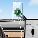 Kaisepoch Tesla Phone Mount Charger: 15W Wireless Car Phone Holder for Tesla Model 3/Y Accessories ? Strongest N52 Magnet + 360° Adjustable + Foldable