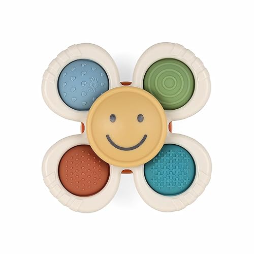 Itzy Ritzy Pop & Whirl - Fidget Spinner Travel & Bath Toy for Babies & Toddlers - Fidget w/Textured Silicone Poppers to Develop Fine Motor Skills -…
