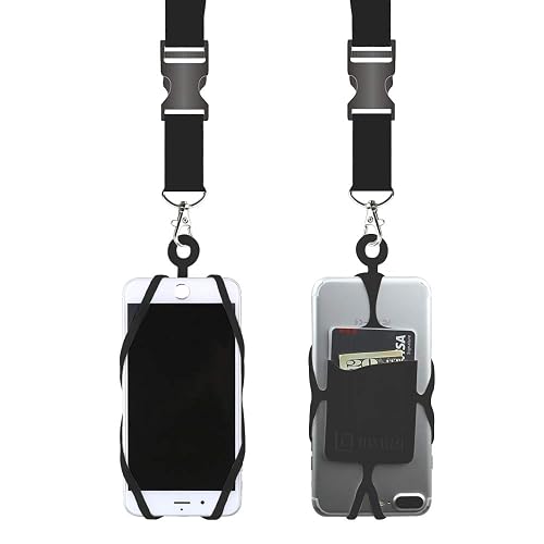 Gear Beast Cell Phone Lanyard - Mobile Phone Lanyard with Case Holder, Card Pocket, Soft Neck Strap, and Detachable Clip - Compatible with iPhone