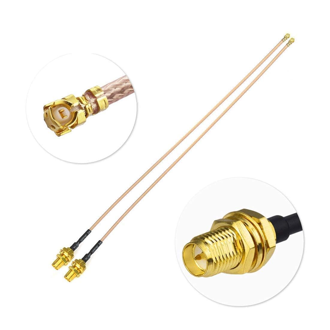 BINGFU Bulkhead Mount RG178 WiFi Antenna Adapter Coaxial Pigtail Cable 30cm 12 inch 2-Pack for WiFi Router Gateway Wireless Mini PCI Express PCIE