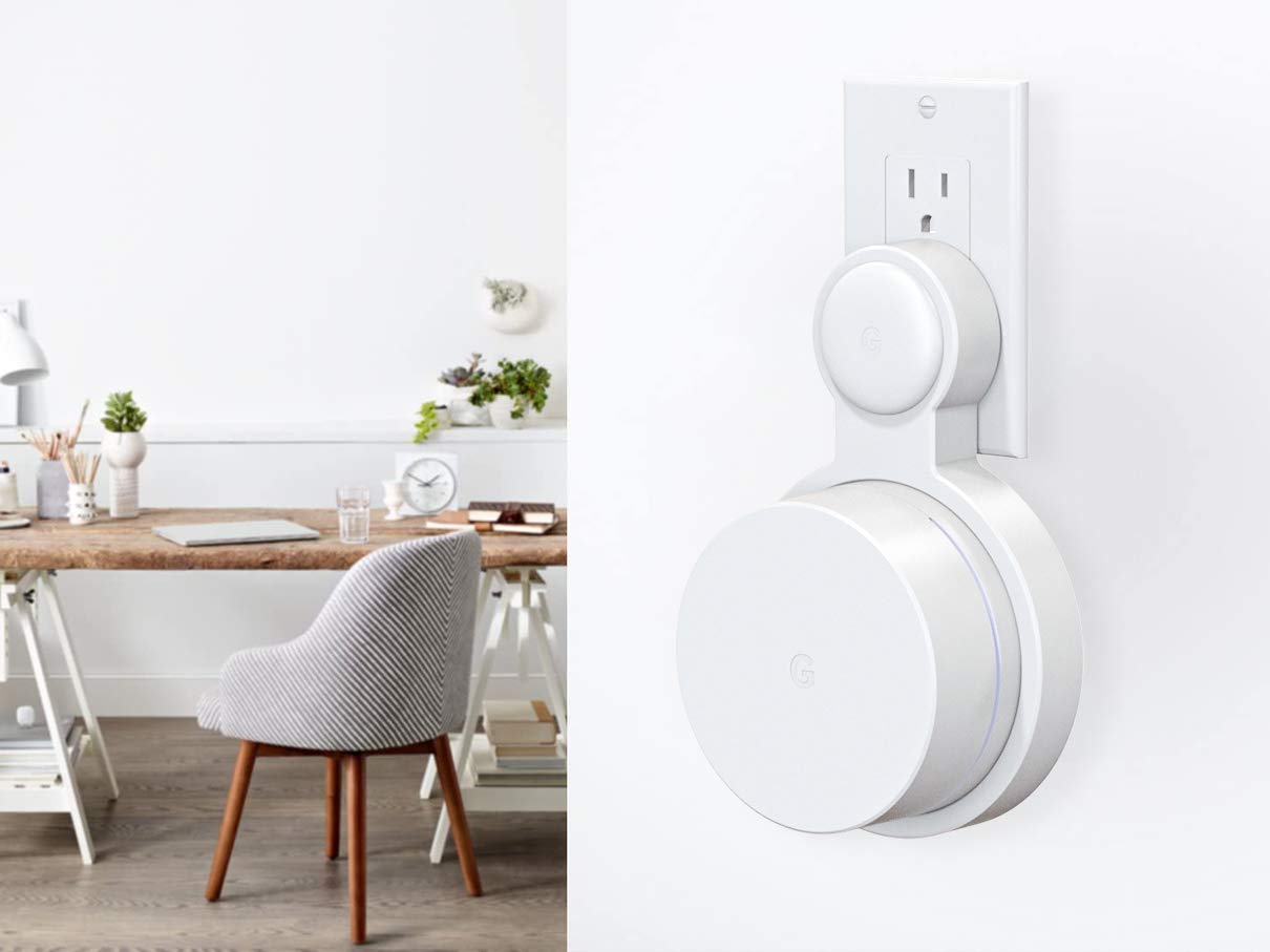 Pefecon Outlet Wall Mount for Google WiFi AC1200, No Messy Wires Space Saving Easily Be Moved Outlet Mount for Google Mesh WiFi Router, Best Design