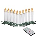 Flameless Taper Candles with Remote Control Set of 10 Led Electric Battery Powered Warm White Flicker Lights Realistic Christmas Candles
