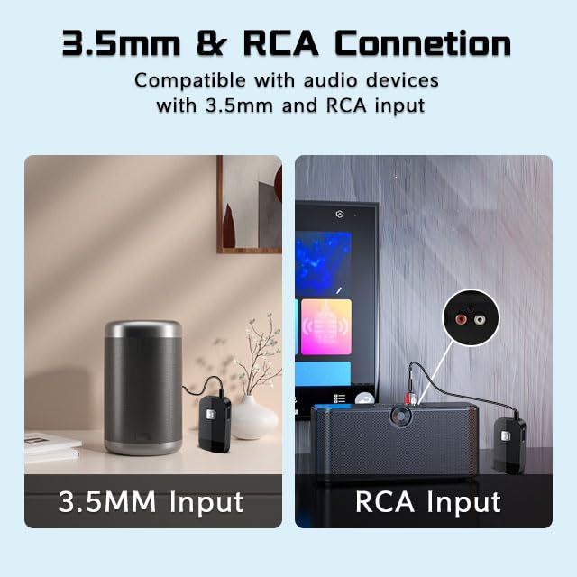 iDIGMALL Advanced Bluetooth 5.4 Receiver for Home Stereo, Wireless Audio Adapter for Wired Speaker Car Stereo Music Streaming with 3.5mm RCA Jack, 20