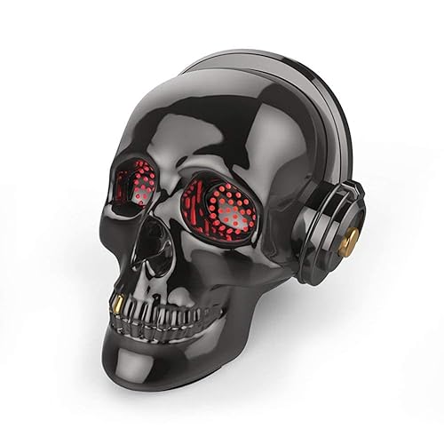 YSEECHENS Skull Bluetooth Speaker Novelty Skeleton Unique Wireless Portable Speakers with Eyes Lights Halloween Decoration (Gray)