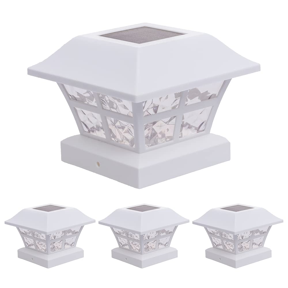 GreenLighting Evolve White Solar Post Cap Lights - 4x4 Post Caps and Outdoor Post Lights - Waterproof Solar Lights for Fence Posts - Solar Post Lights