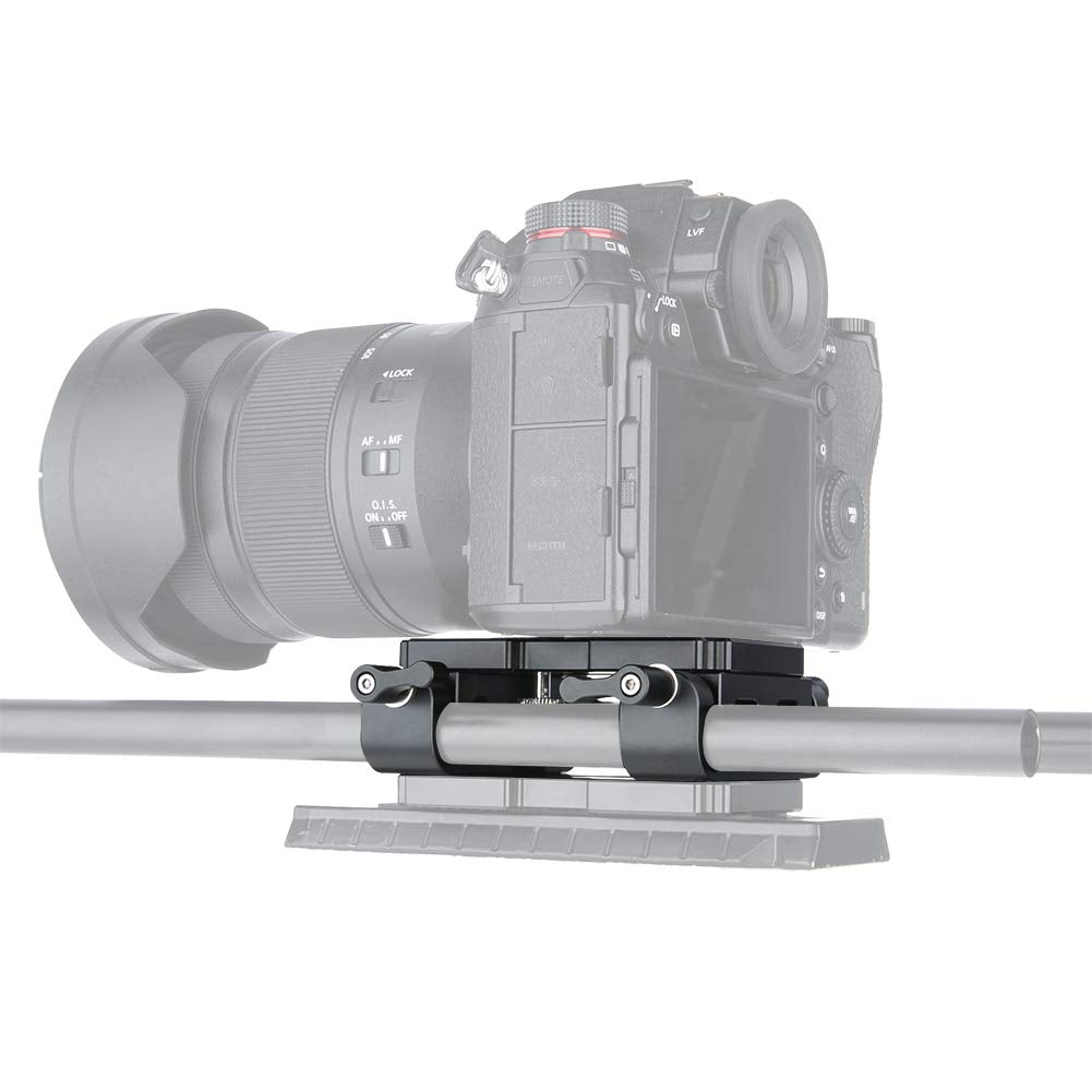 NICEYRIG Tripod Mounting Plate with 15mm Rod Clamp Railblock for Rod Support/DSLR Rig Cage