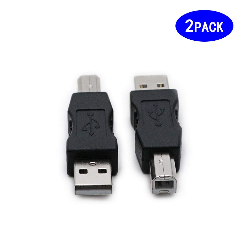 rgzhihuifz 2 Pack USB 2.0 AM/BM Print Plug Type A Male to Type B Male Connector Converter Adapter Coupler