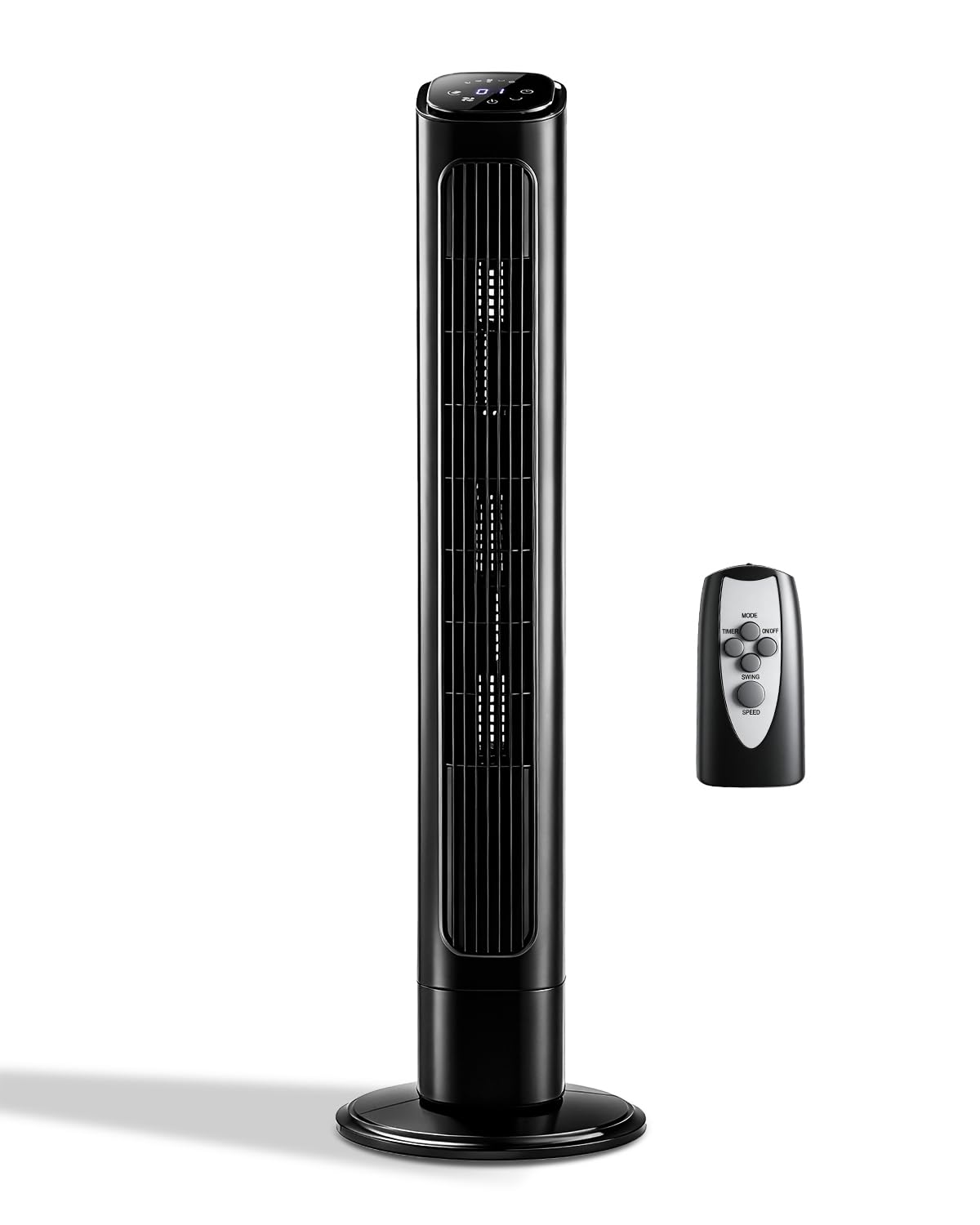 Pinikuyiro 36" Bladeless Tower Fan for Cooling Home Office Bedroom, Black,Ultra-Quiet, Portable Floor Fan with Remote Control, LED Display, Adjustable