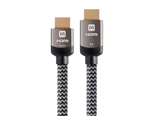Monoprice Active High Speed HDMI Cable, 4K@60Hz, 18Gbps, HDR, 26AWG, YUV 4:4:4, HDCP 2.2, Braided Jacket, CL3, 25 Feet, Gray - Luxe Series