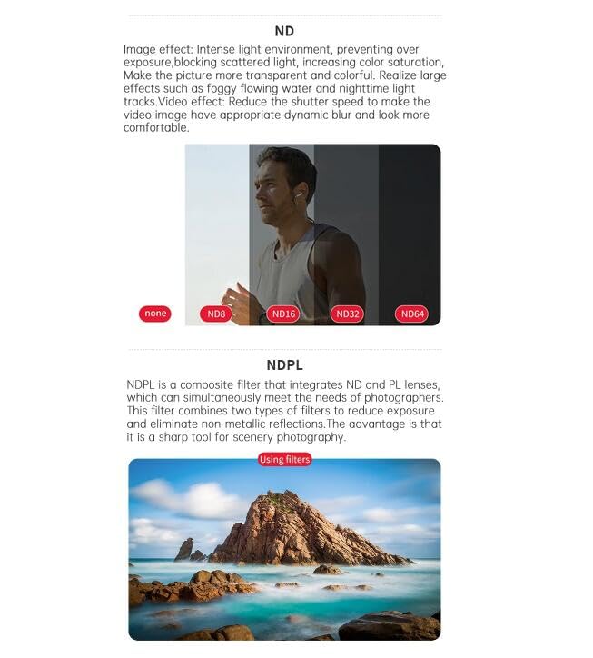 Coyktonty Lens Filters for Insta360 Ace Pro/Ace Pro 2,Waterproof Lens Protection Filter Set (ND8PL+ND16PL+ND32PL+ND64PL)