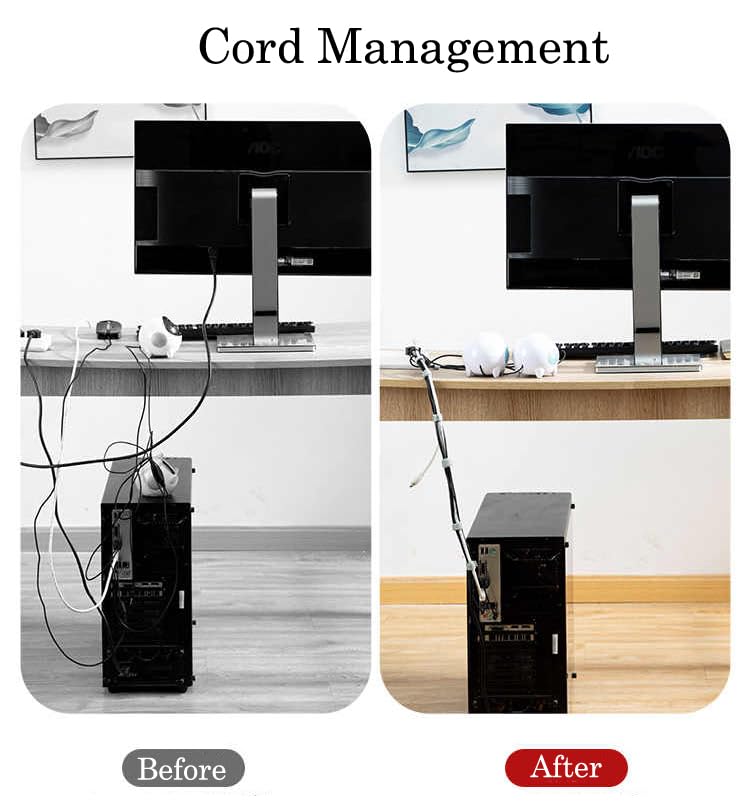 1/2 Inch Hook and Loop Roll Reusable Cable Ties Cable Management Straps Cord Organizer Double-Sided Heavy Duty Strips Black Cord Wrap for Computer