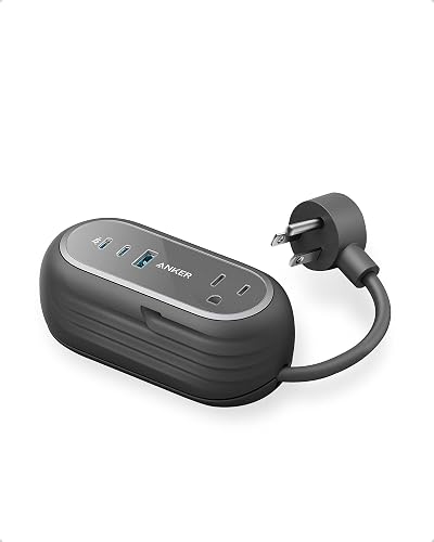Anker GaNPrime 65W Charging Station, 3ft, 615 USB-C 5-in-1 Power Strip for Travel and Work with 2AC, 2 USB-C, 1 USB-A, Power Delivery for iPhone 16/16