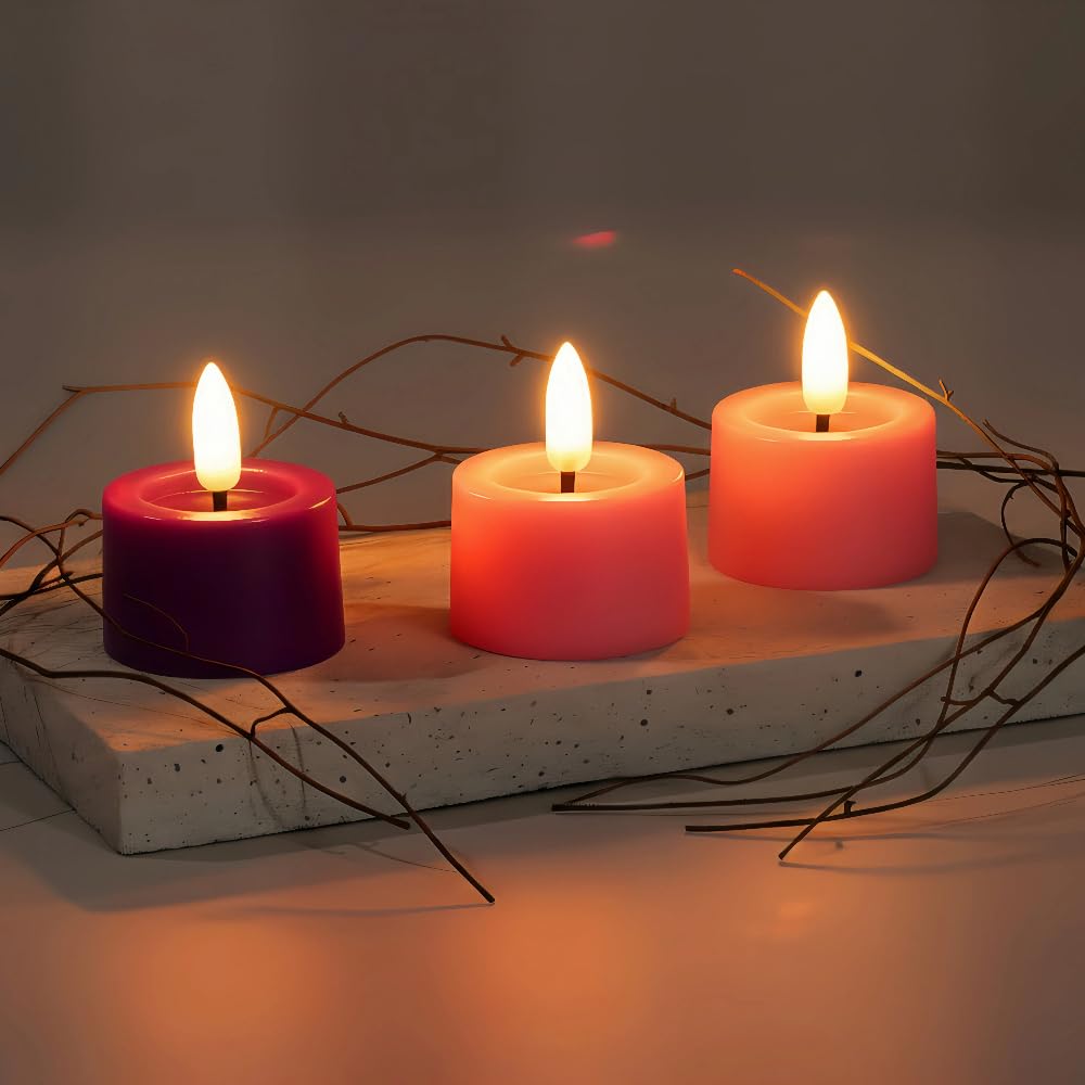 Simplelight Advent Candles, Purple & Pink Tea Lights Candles, Pack of 12