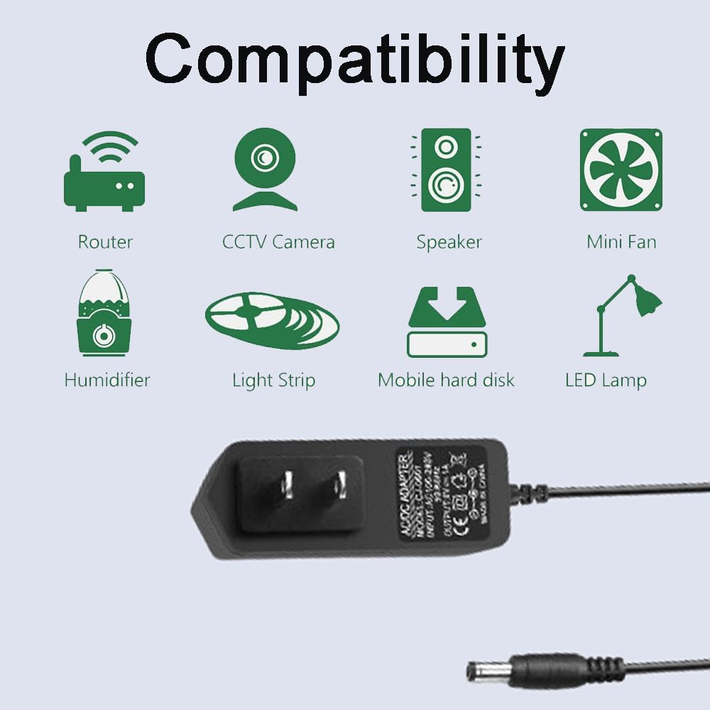 6V 1A Power Supply Adapter 6W AC/DC Charger AC 100-240V to DC 6V 1A 0.8A 0.5A 450mA Adapter with 5.5x2.5mm Plug