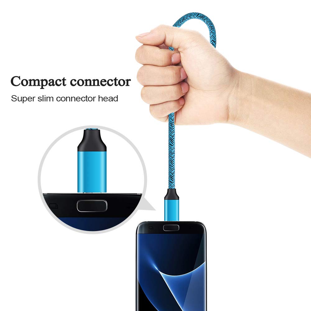 Android Charger Micro USB Cable 2 Pack 6ft Long Braided Cords Fast Charging Compatible for Samsung Galaxy S7 S6 Edge/Active, J8 J7 J3 V, Moto E5 G5 G6