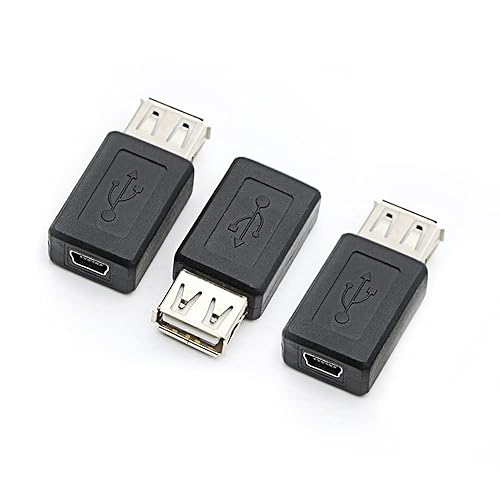 rgzhihuifz 3 Pack USB 2.0 A Female to USB B Mini 5 Pin Female Adapter Converter
