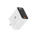 AT&T Essentials Multi Port 67W GaN Wall Charger with LED Display (2 USBC + 1 USBA) - White