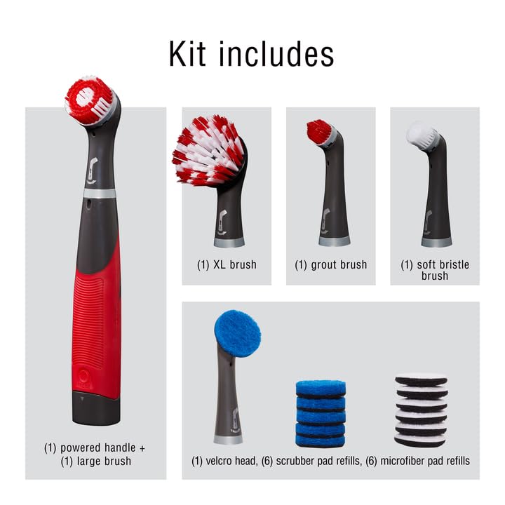 Rubbermaid Reveal Power Scrubber 18-Pc Kit – Cordless Electric Brush for Kitchen, Bathroom, Tile, Grout, Shower & Tub