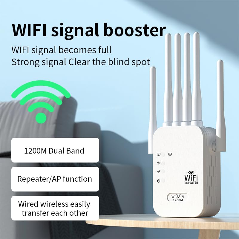 WiFi Extender Signal Booster for Home, New 6X Faster Wireless WiFi Repeater with Ethernet Port, AC1900Mbps Dual Band, Covers up to 12880 sq.ft & 105