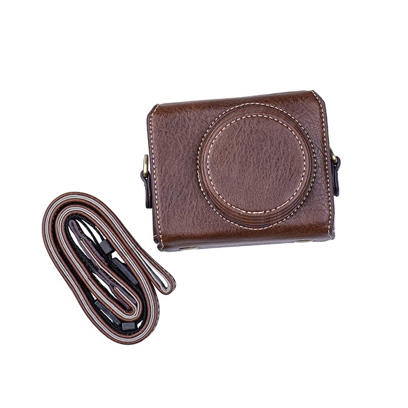 BolinUS Premium PU Leather FullBody Camera Case Bag Cover for Sony ZV-1 ZV1 With Neck Strap (Brown)