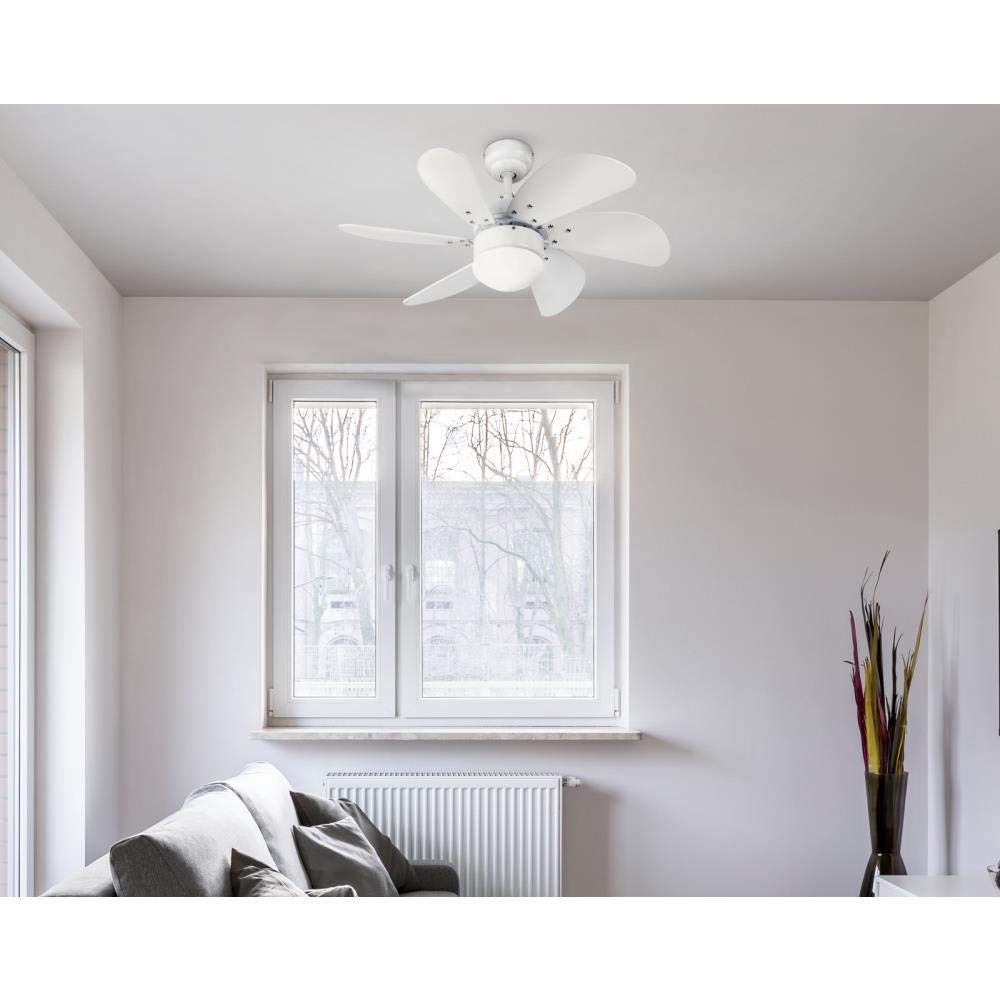 Ciata Lighting Turbo Swirl 30-Inch Ceiling Fan in White Finish with Dimmable LED Light Fixture in Opal Frosted Glass with White Blades