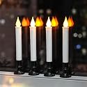 FPOO Window Candles with Dusk to Dawn Light Sensor, Battery Operated Candlesticks Long-Lasting 20+ Days, Flameless Taper Candles Flickering with Black