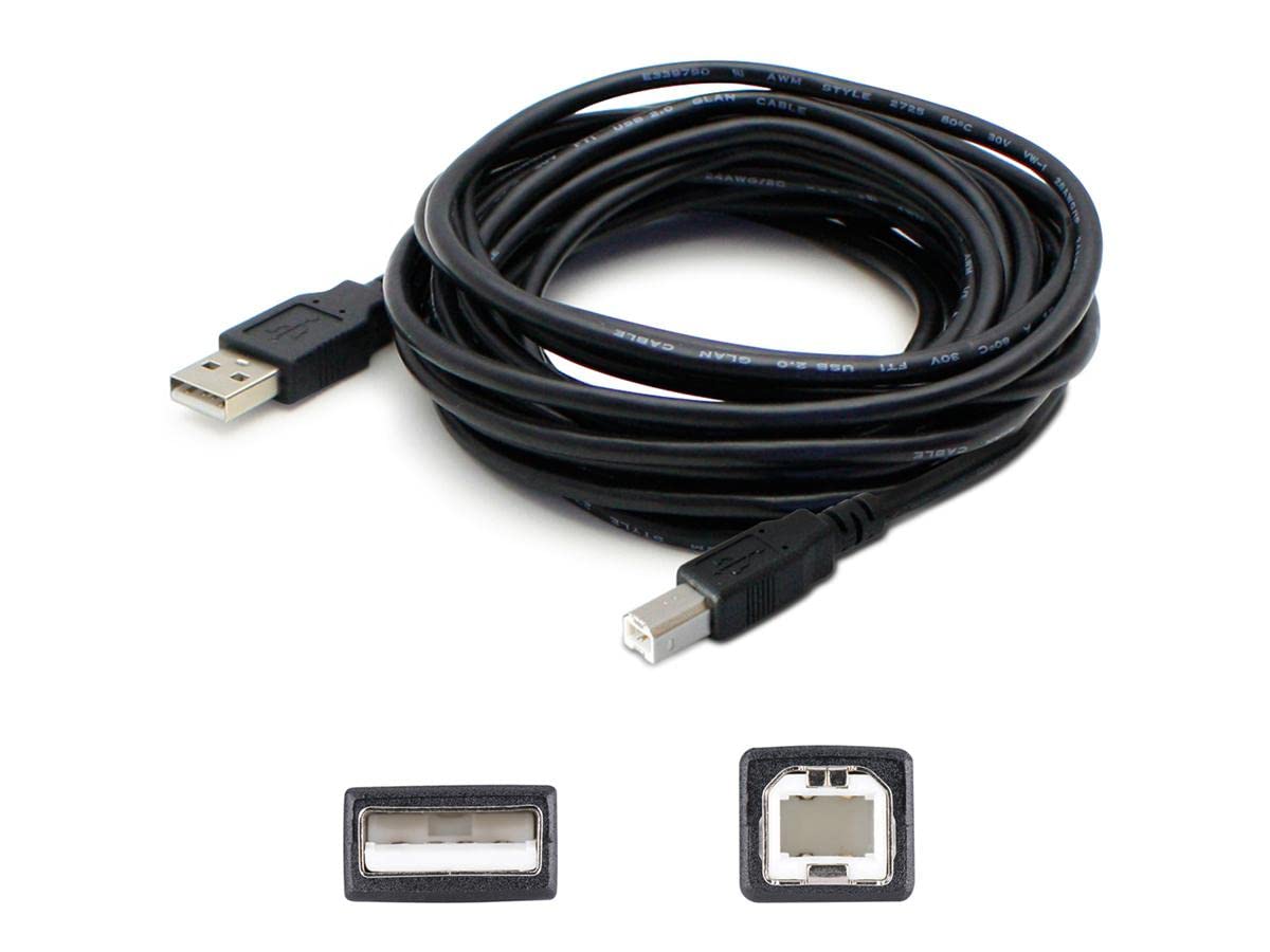 AddOn 5-Pack of 15ft USB 2.0 (A) Male to USB 2.0 (B) Male Black Cables
