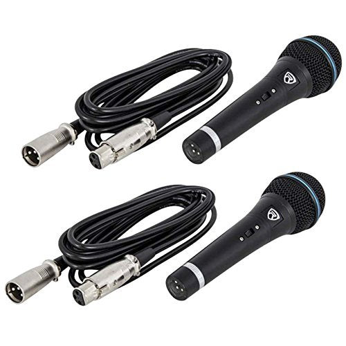 Rockville Mic Bundle: (2) RMC-XLR Professional Dynamic Cardioid Metal Microphones, (2) XLR Cables, 2-Piece