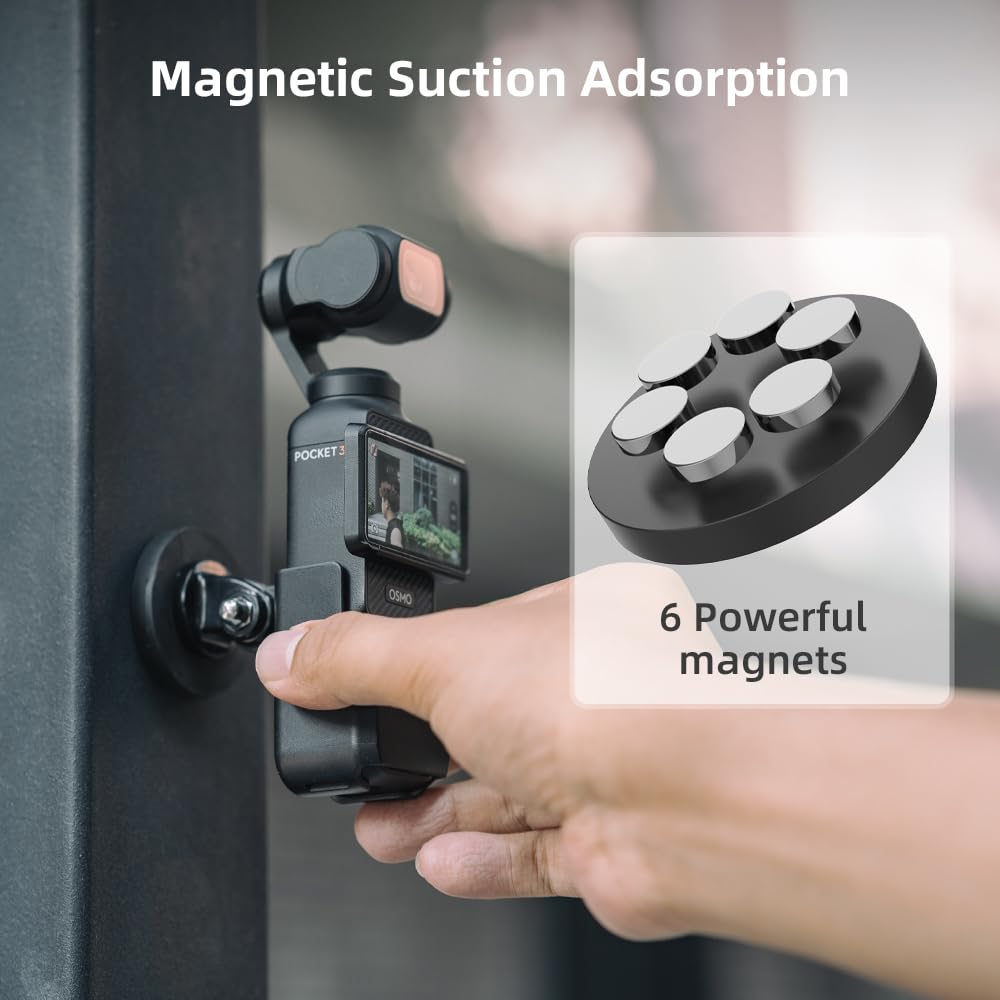 SUREWO Magnetic Camera Mount for DJI Osmo Pocket 3,Magnetic Camera Desktop Base Stand Expansion Adapter Mount Bracket Compatible with DJI Osmo Pocket