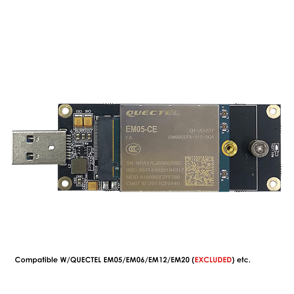 EXVIST 4G LTE Industrial M.2(NGFF) to USB3.0 Adapter W/Nano SIM Card Slot Work with 4G LTE Module Like Quectel EM05 EM06 etc. Applicable for M2M & IoT