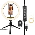 10.2" LED Ring Light for Live Streaming - Adjustable Color Modes, Phone Holder, Desktop Tripod Stand, Beauty Fill Light for TikTok, YouTube, Makeup