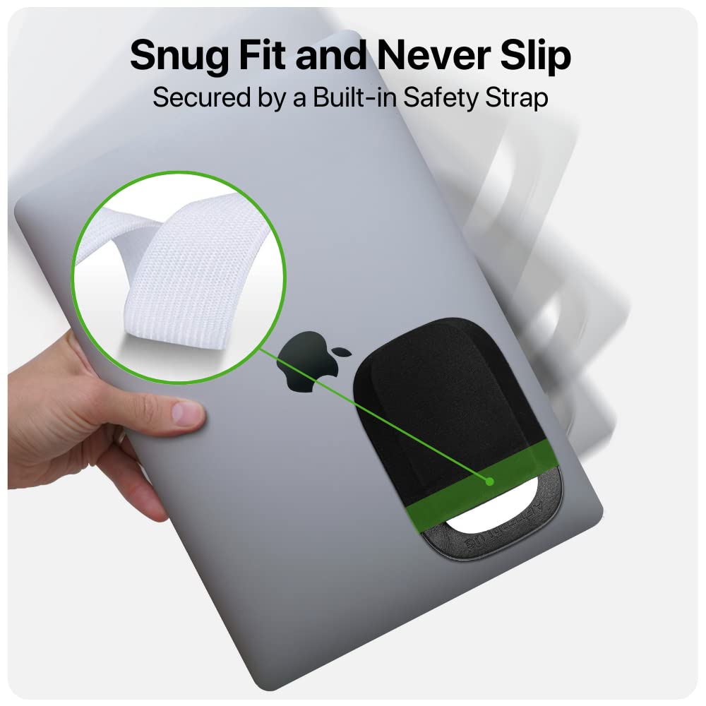 Afterplug Stick-On Mouse Pouch for Laptop, Adhesive Holder Compatible with Apple Magic Mouse 1 & 2, Logitech Pebble & Pop and Other Slim Mice - Black