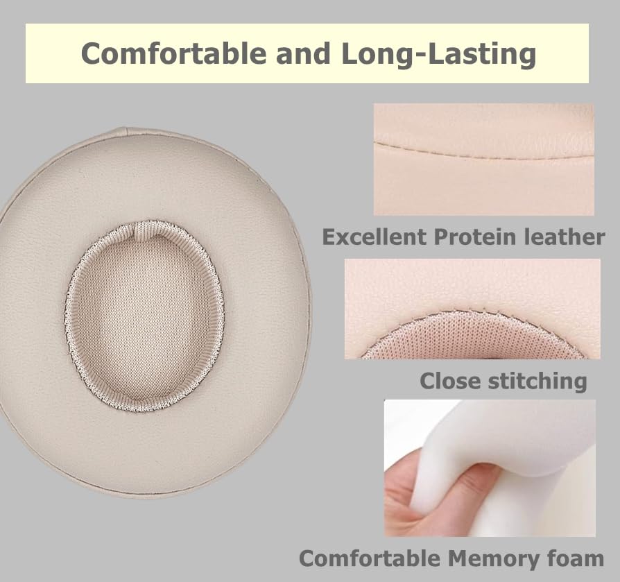 Replacement Earpad Cover, Ear Cushion Pads Compatible with Solo 2.0 3.0 Headphones by Dr. Dre 1 Pair (Light Pink)