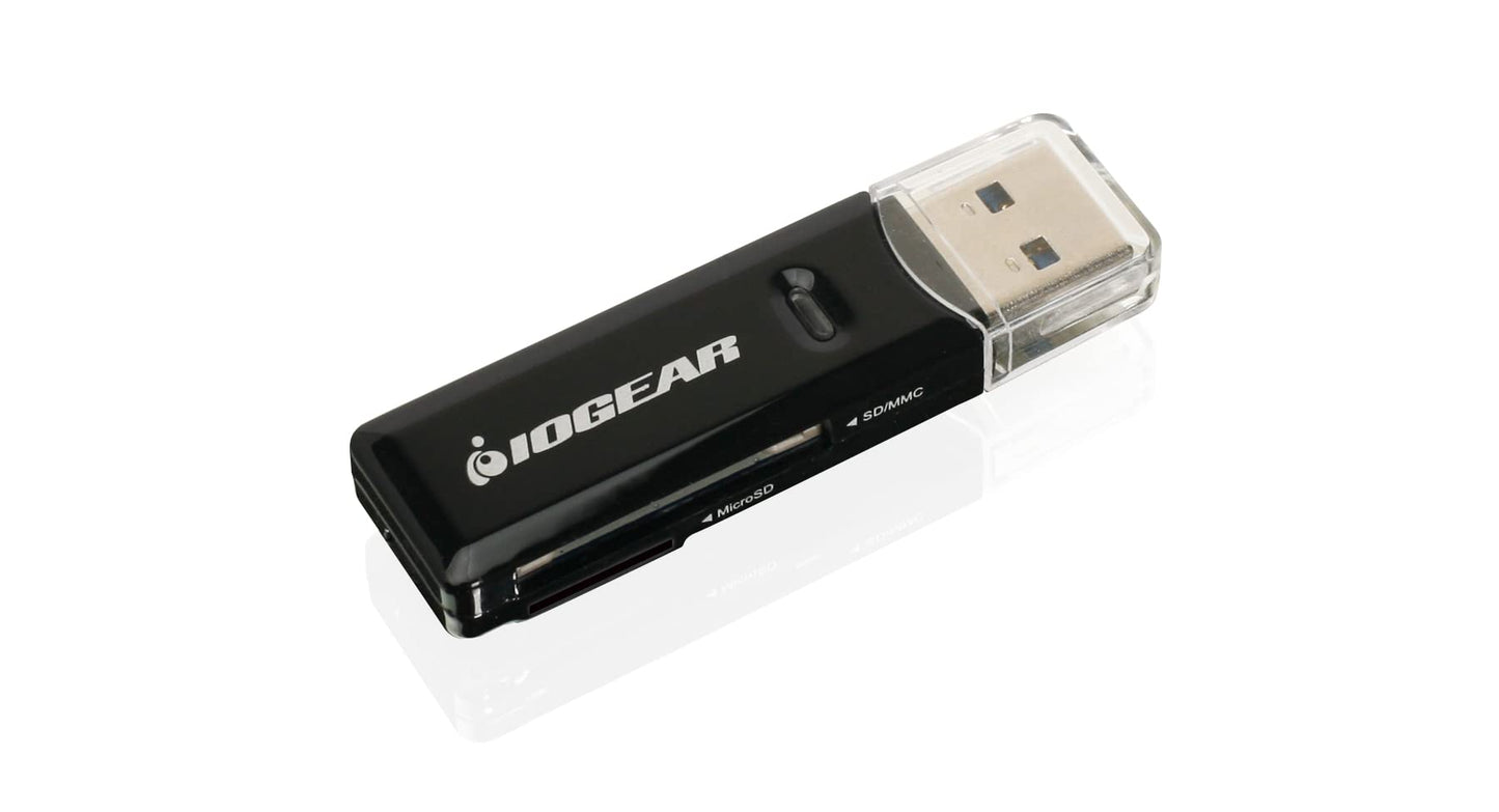 IOGEAR SuperSpeed 2-Slot USB 3.0 Flash Memory Card Reader - Win - Mac - Linux - Certain Android Systems - Supports SD, SDHC, SDXC, MMC/MicroSD