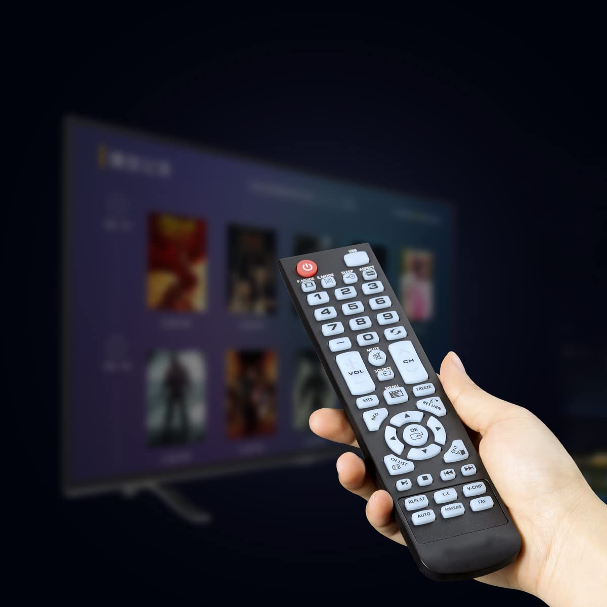Replacement Remote Control Fit for All Element TV 100 Series E1AC19N E1AA24N E1AA24N-G ELEFT2416 E1AA32N E4AA43N E4AA50N E4AA55N E4AA65N