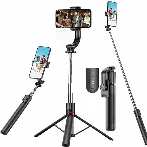 67" Detachable Phone Tripod Selfie Stick, Extendable Portable Cell Phone Stable Camera Easy Selfie Tripod Stand, with Wireless Remote, Ideal