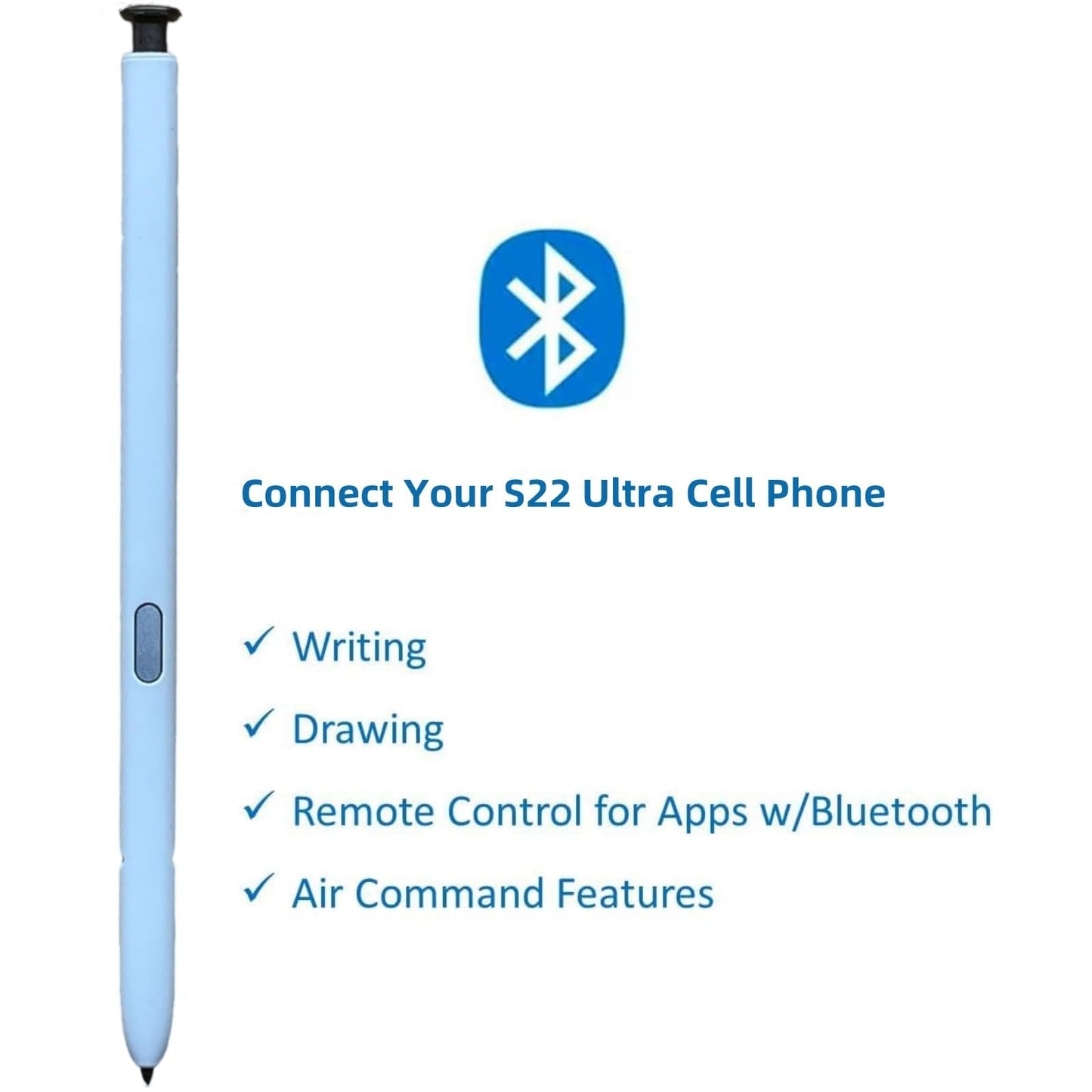 S22 Ultra Pen (withBluetooth) Replacement for Samsung Galaxy S22 Ultra, S Pen S22 Ultra Stylus (4096 Pressure Sensor) + Replacement Tips/Nibs (Blue)