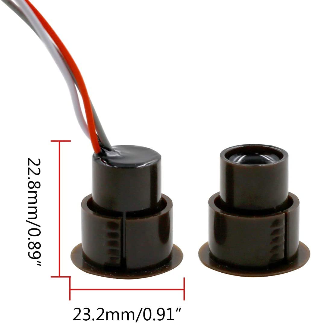 RC-36 NC+NO Recessed Wired Security Window Door Contact Sensor Alarm Magnetic Reed Switch Brown - (4 Sets)